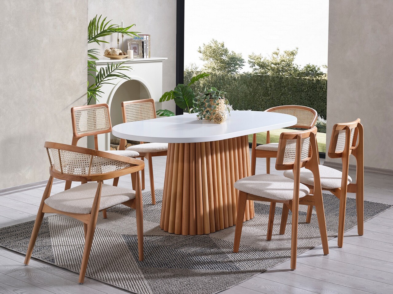 Masa, Hanah Home, Soho, 170x75x90 cm, Alb / Natural - imagine 6